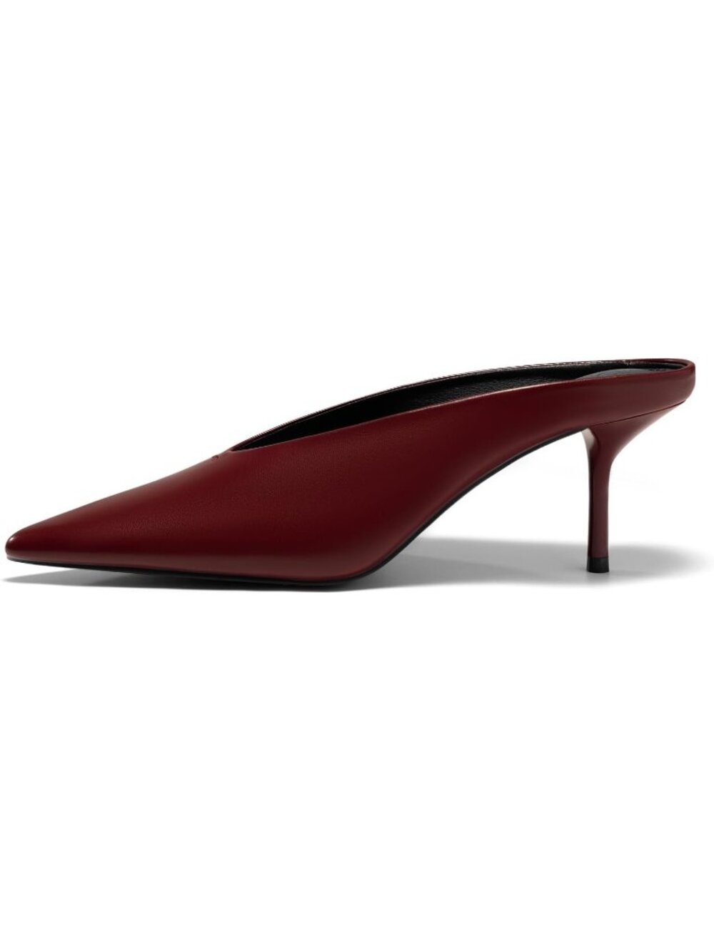 Women's Wine Red High Heels Closed Pointed Toe Slide Sandals Slip On Summer Mule